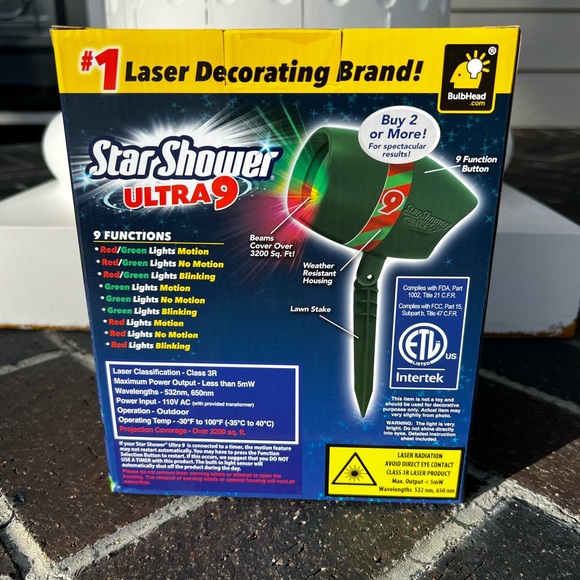 NWT BulbHead Star Shower Ultra 9 Laser Light Projector - Picture 4 of 7
